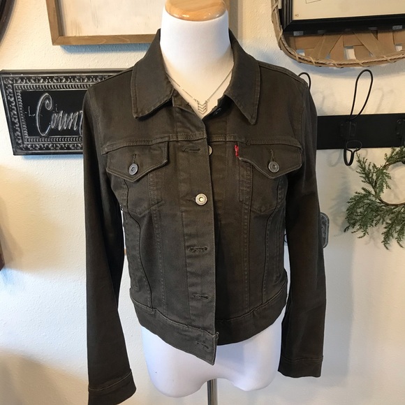 levi's olive green denim jacket